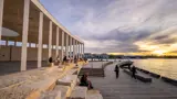 Pier Pavilion sandstone steps overlooking the harbour