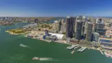 Aerial view of Barangaroo with Sydney Harbour in the backdrop