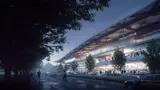Artist's impression of New Sydney Fish Market as viewed from Bridge Road