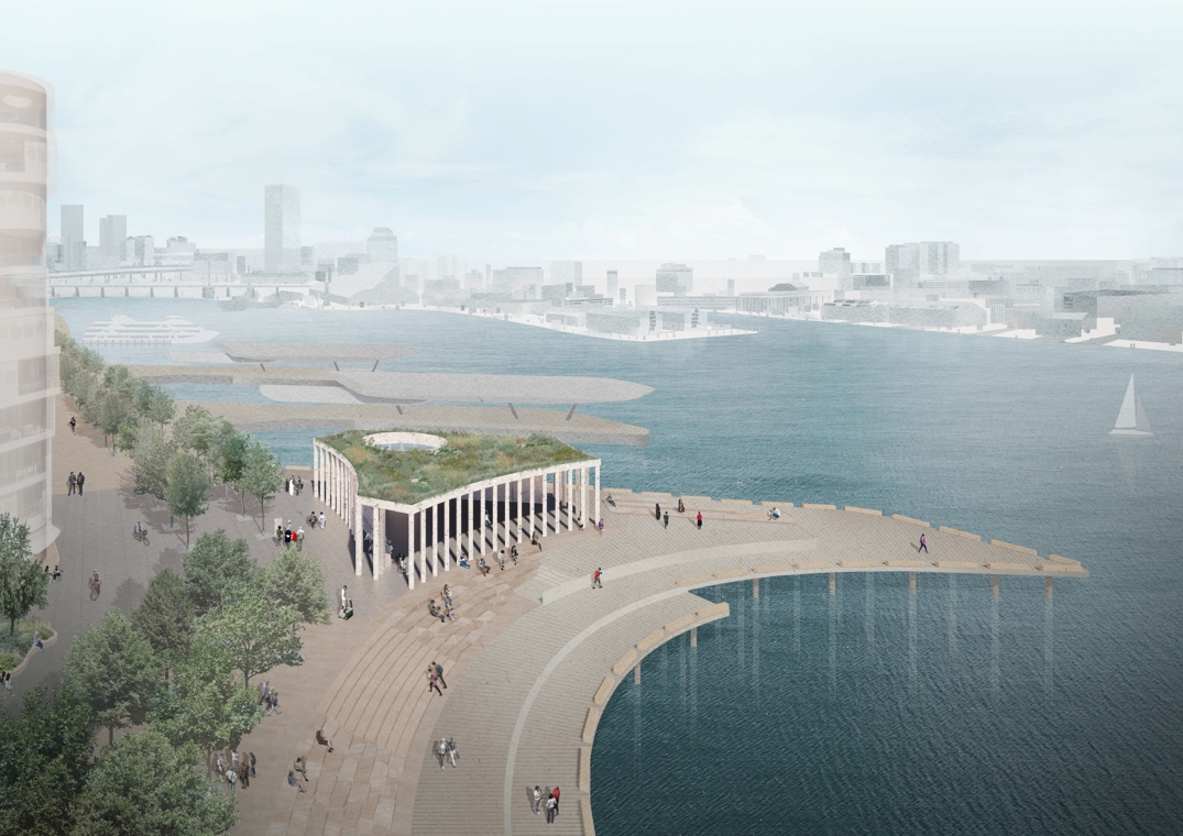 Aerial view of the Pier Pavilion at Barangaroo - Artist impression