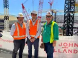 Representatives from NSW based businesses, S+L Steel, Fredon and Evergreen Turf, visiting the project
